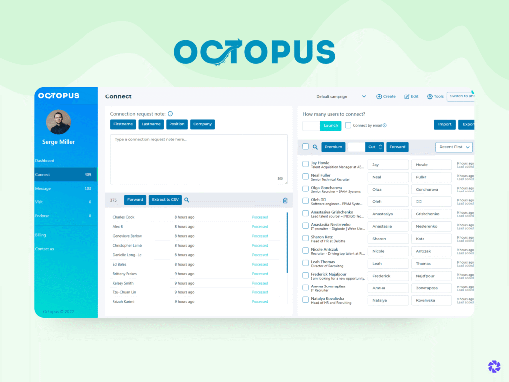 Best LinkedIn Email Extractor Tools: Octopus CRM