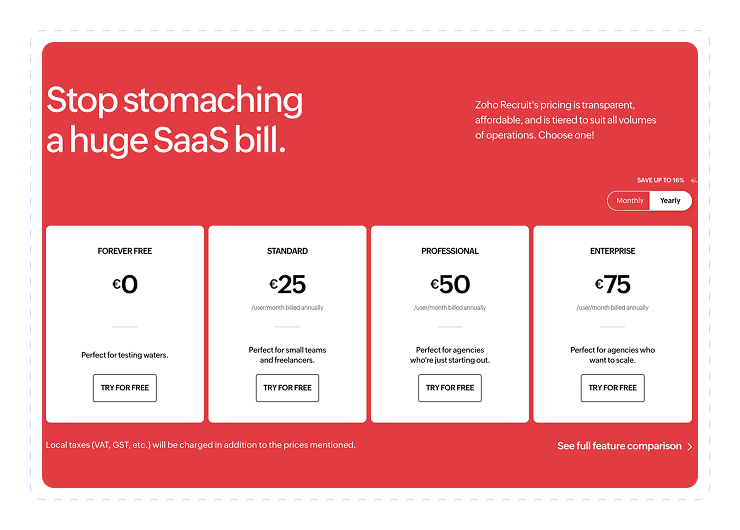 zoho pricing