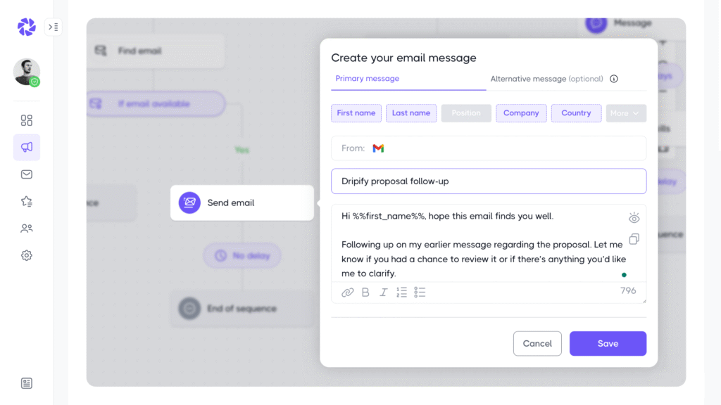 Free Sales Automation Tools: advanced email automation feature