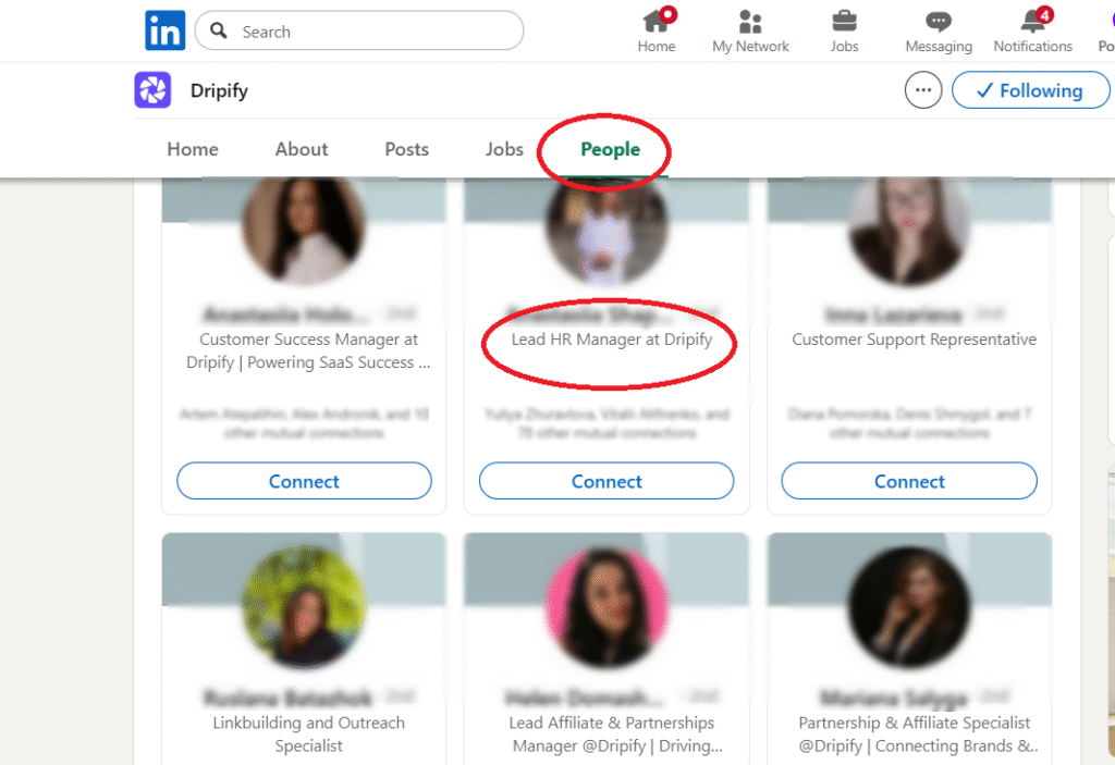 find your recruiters' LinkedIn profiles