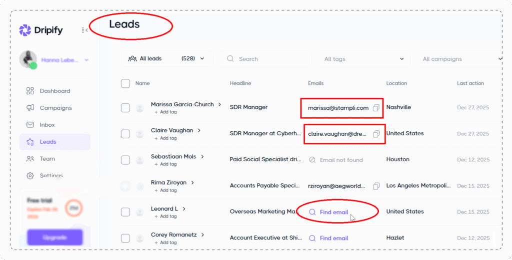 Dripify LinkedIn Email Finder
