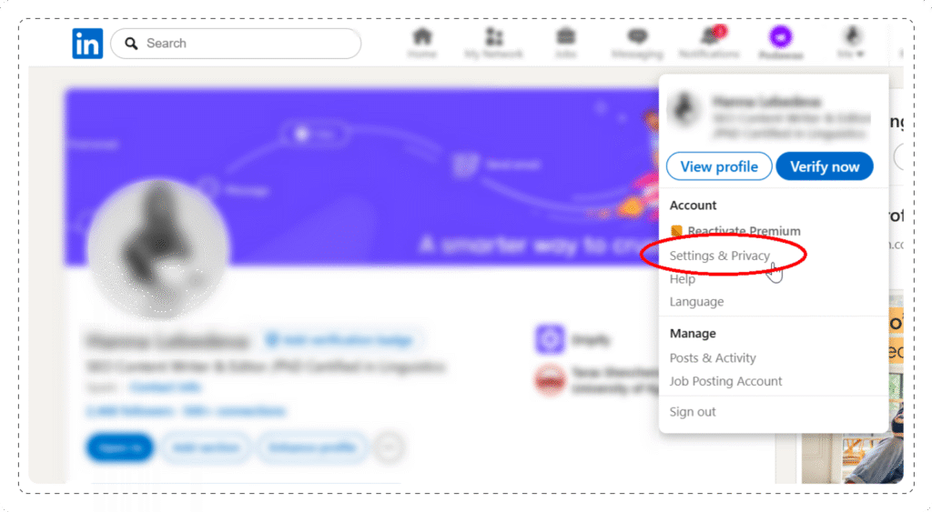View LinkedIn Profile as Someone Else On Desktop - 1