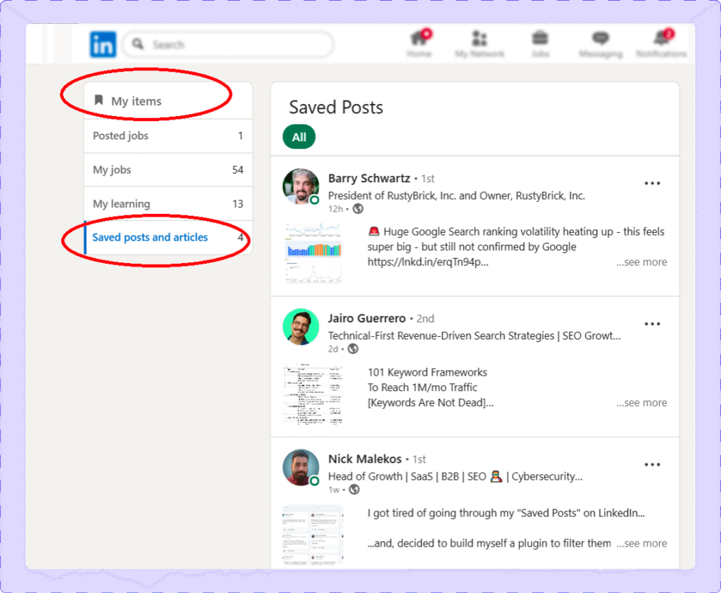 Access Saved Posts on LinkedIn