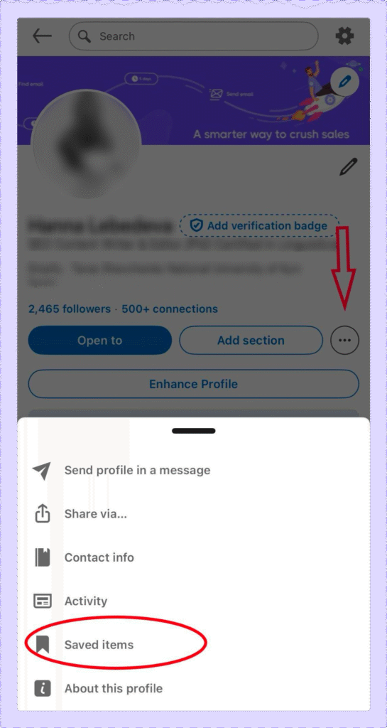 Saved Posts on LinkedIn Mobile