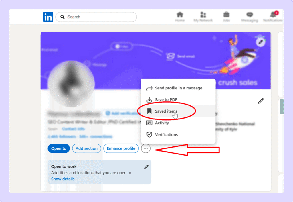 Saved Posts on LinkedIn Desktop