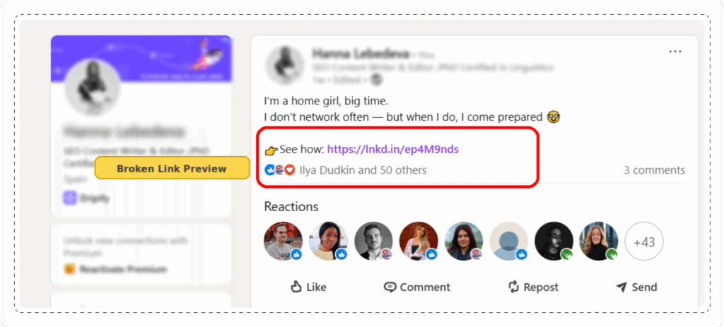 LinkedIn Post inspector: add link to LinkedIn post 2
