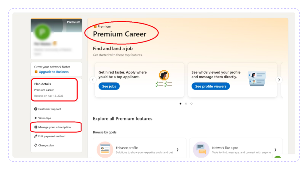 Cancel LinkedIn Premium on Desktop Step-2