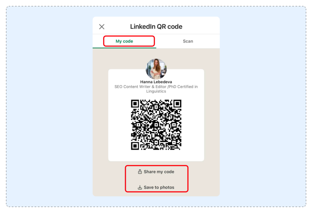 LinkedIn QR Code on Mobile-2