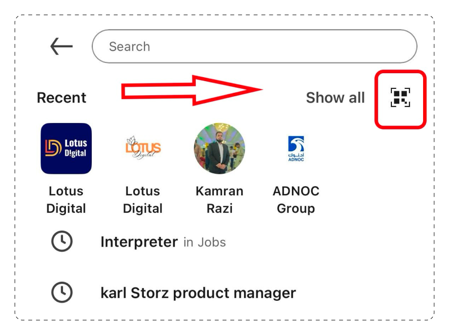 LinkedIn QR Code on Mobile