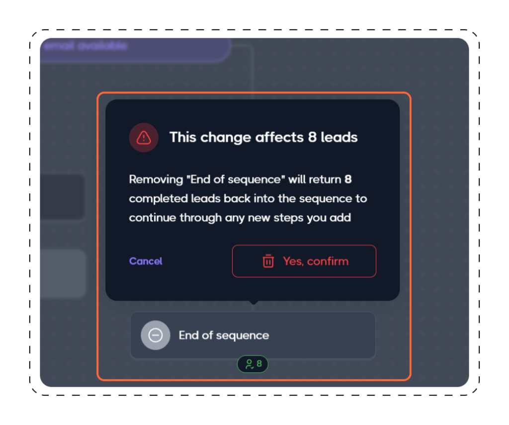 remove the End of sequence action