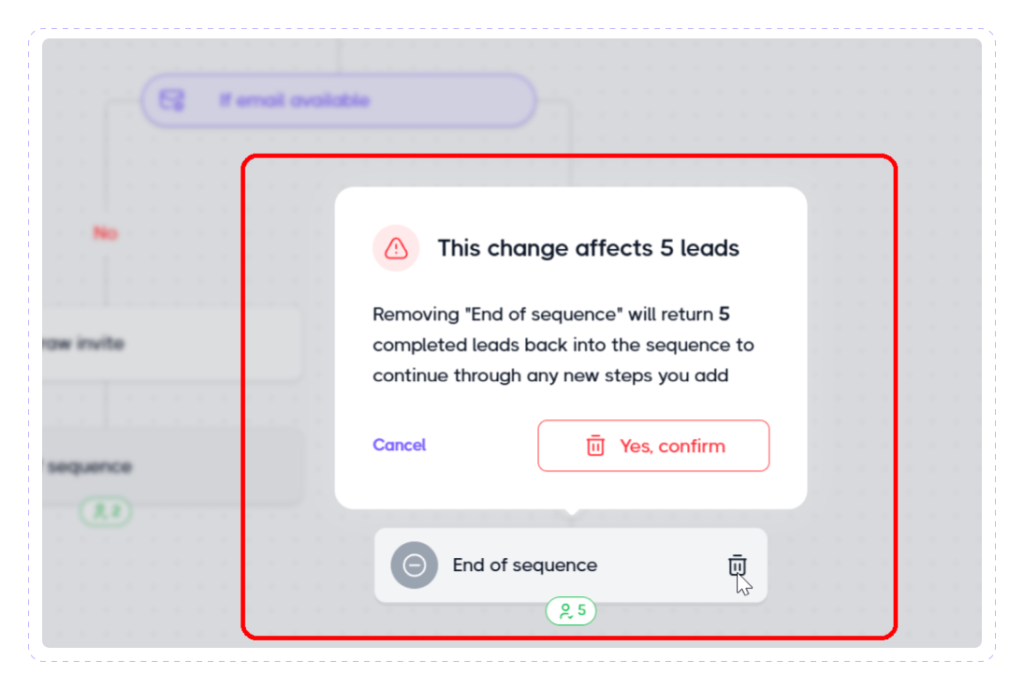remove the End of sequence action