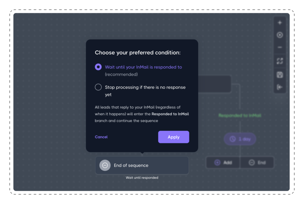 End of Sequence Configuration: didn&rsquo;t respond to the InMail