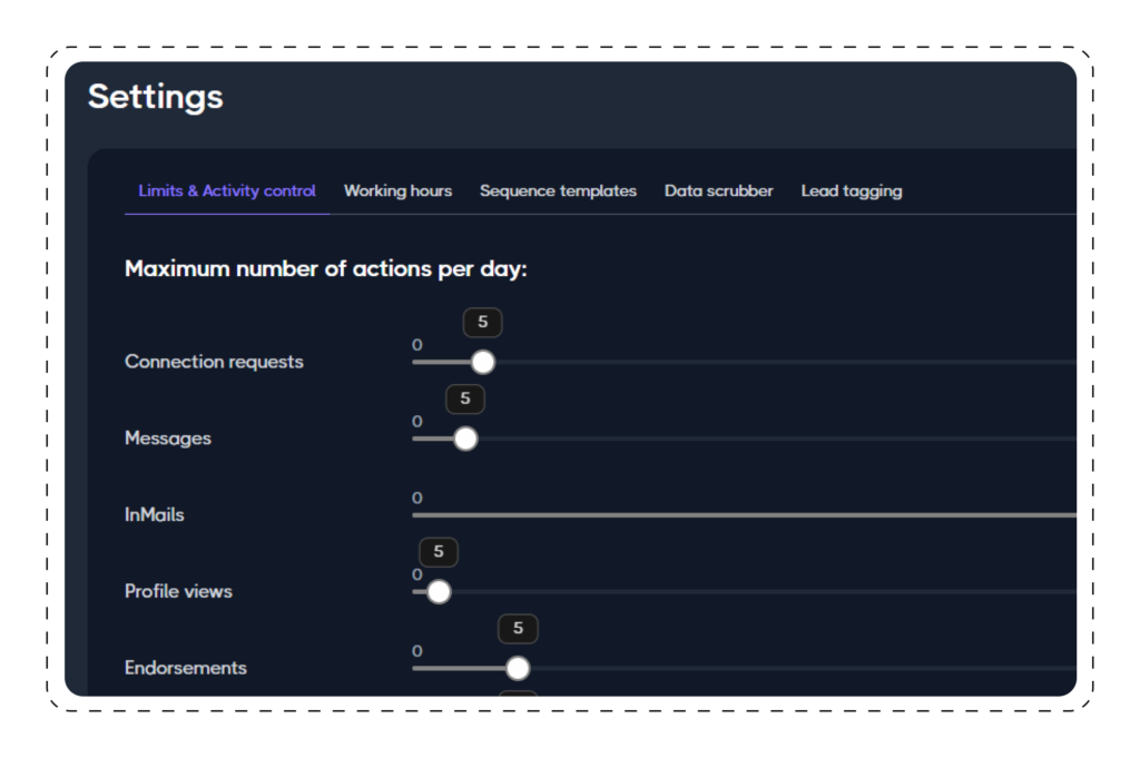 Dripify Activity Control Feature