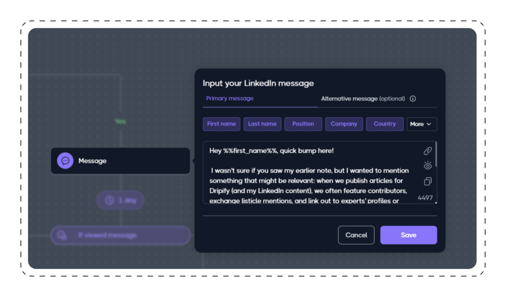 Dripify Advanced Message Personalization