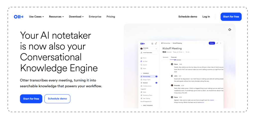 Otter AI main page
