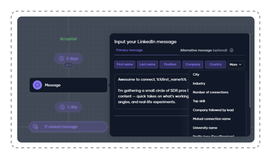 Personalize your outreach with Variables