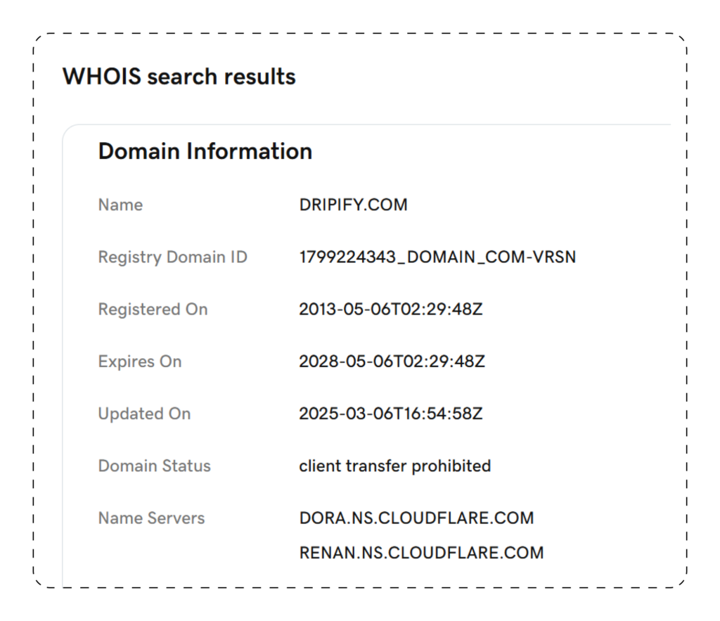 Run a WHOIS Lookup Dripify