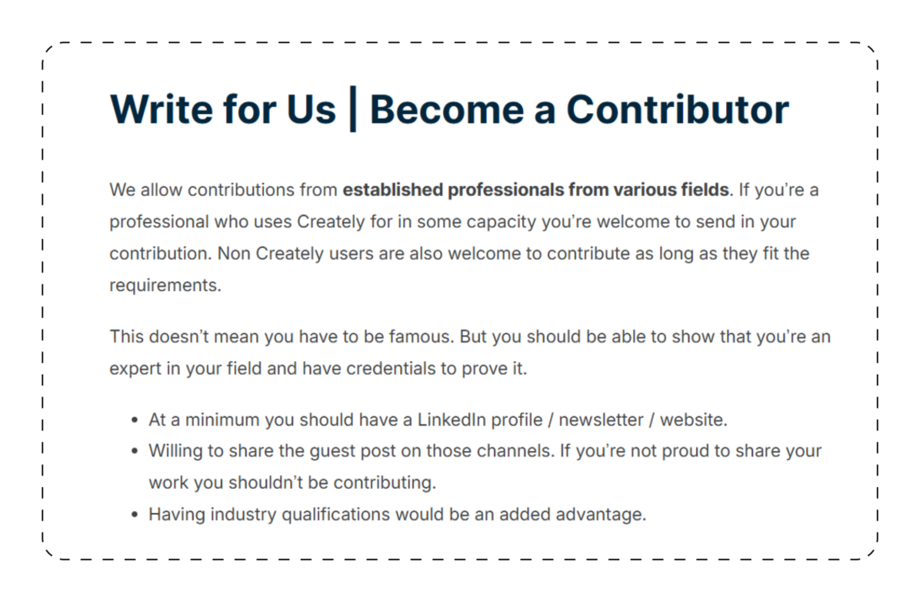 “Write for Us” or “Submissions” Pages