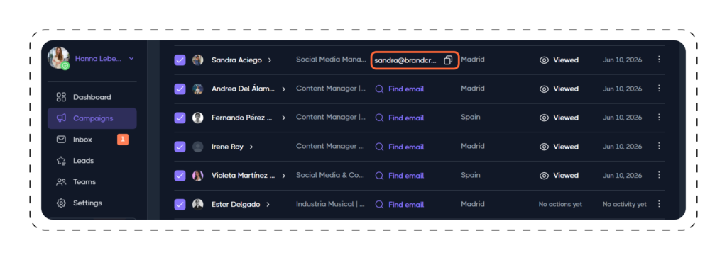 Dripify If an email address is found
