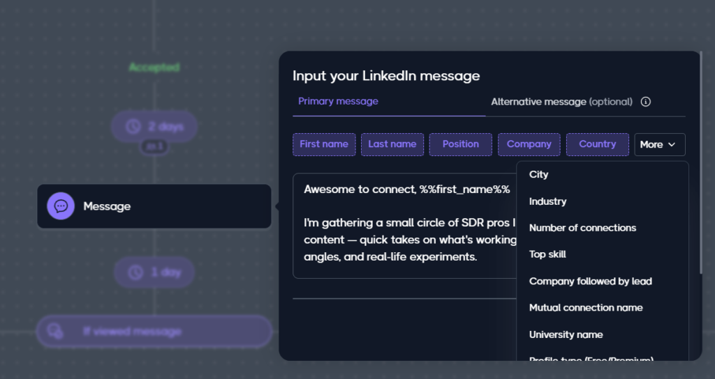 Personalize your outreach with Variables