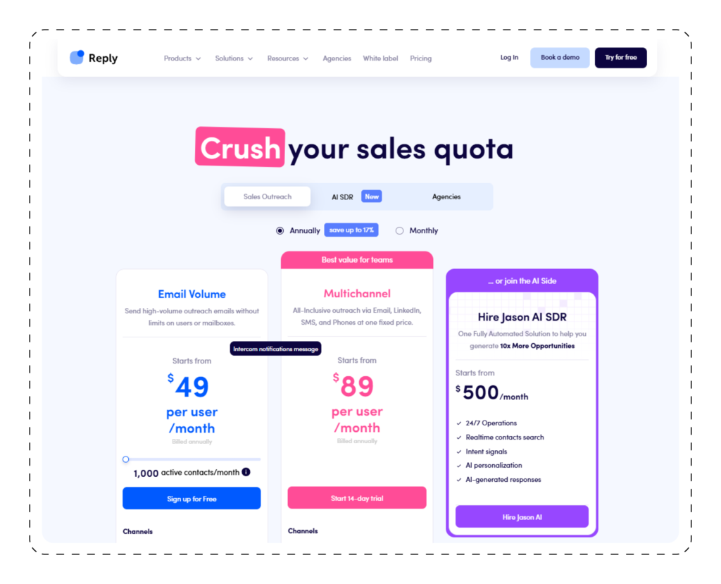 Reply Pricing