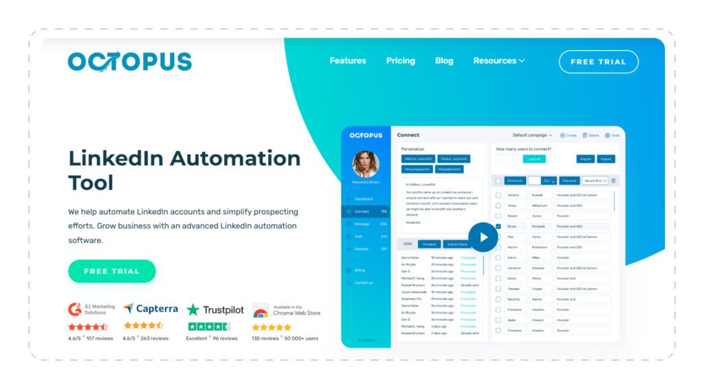 octopus crm Best LinkedIn Chrome Extensions