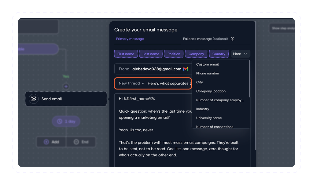Personalize emails