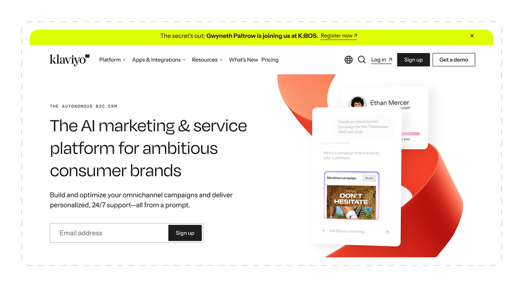 Klaviyo banner