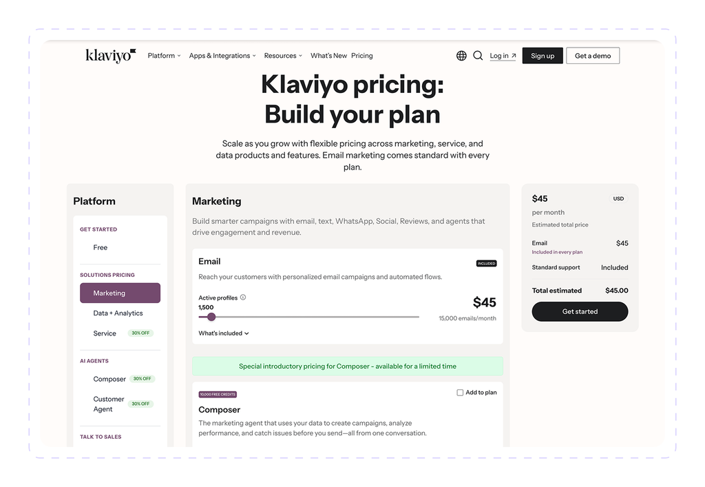 Klaviyo pricing