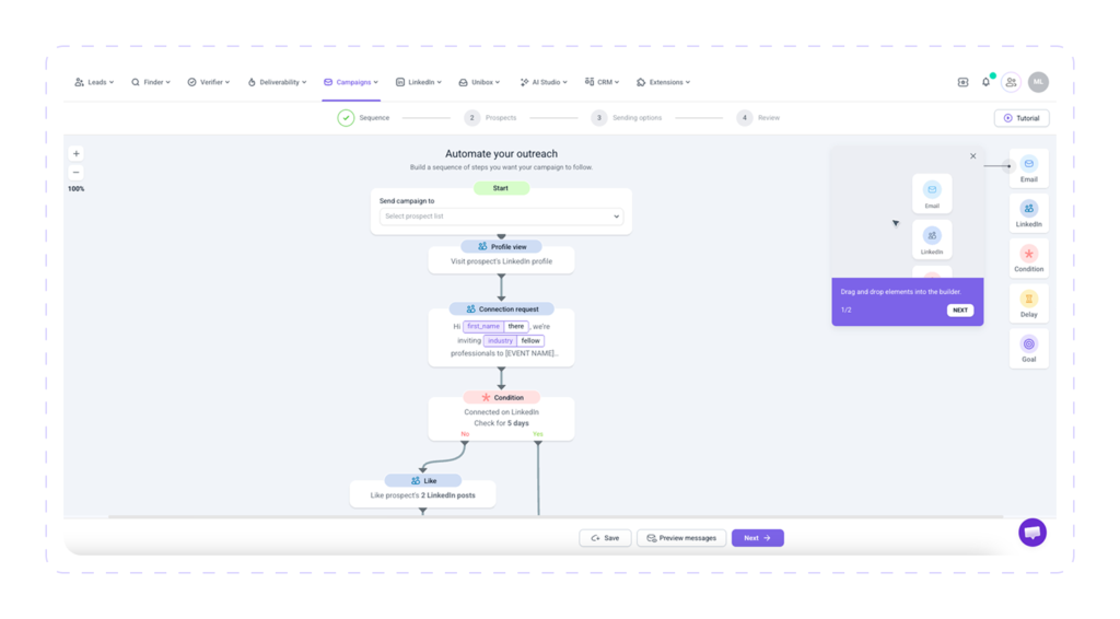 Snovio Campaign Builder 3