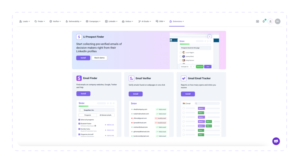 Snov.io's Browser and Email Extensions